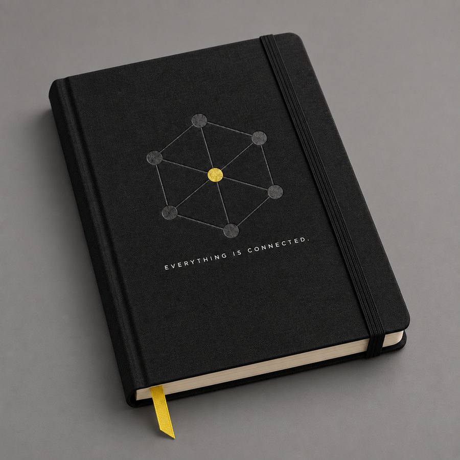 Everything is connected notebook, design concept