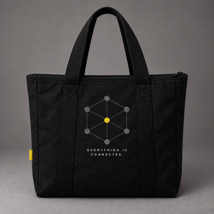Illicit Shadows tote, back, design concept
